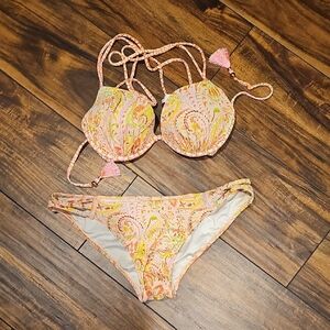 Victoria's Secret Pink and Yellow Paisley Bikini